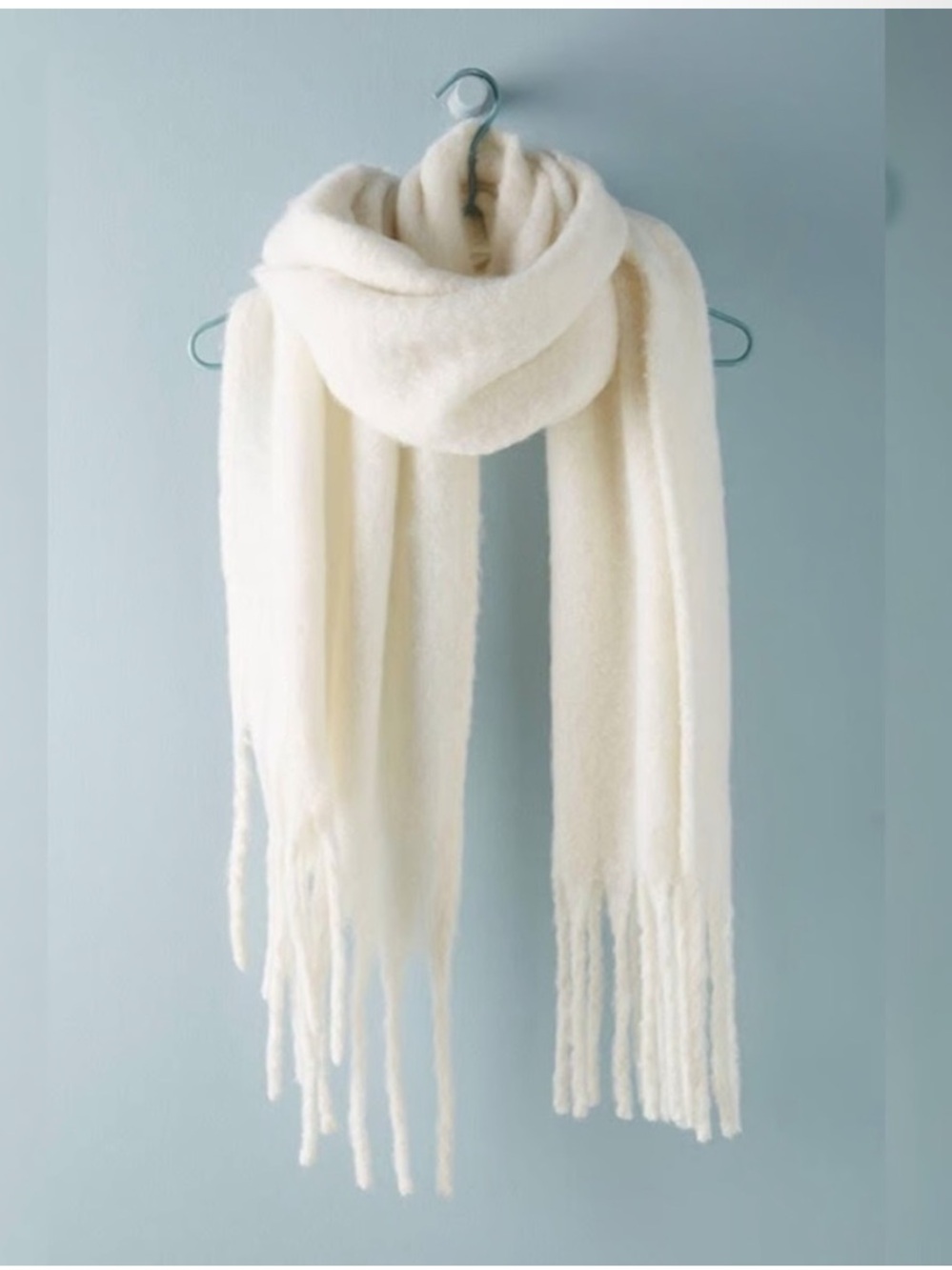 NWOT Anthropologie Cream Fringe Wrap Scarf